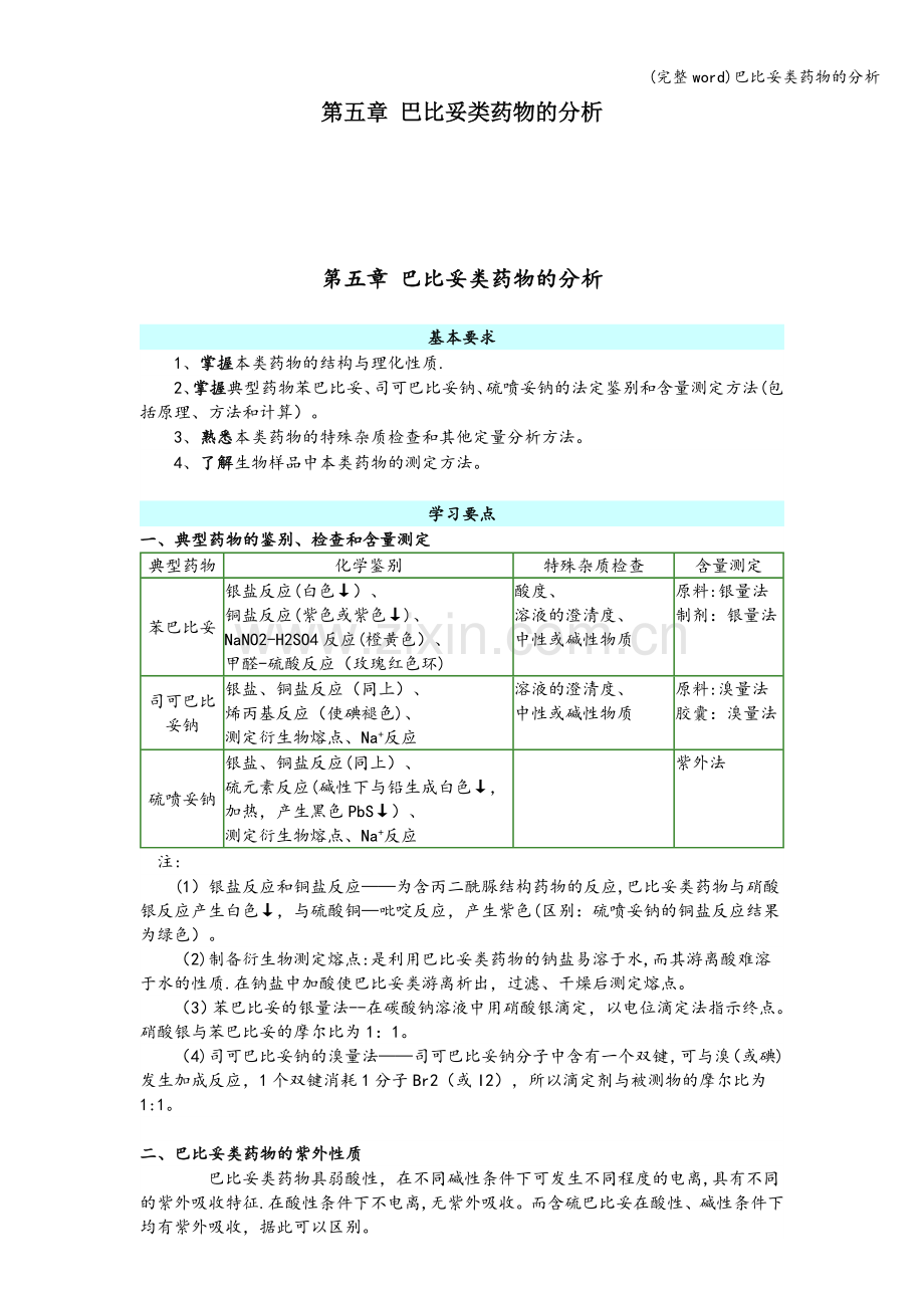 巴比妥类药物的分析.doc_第1页