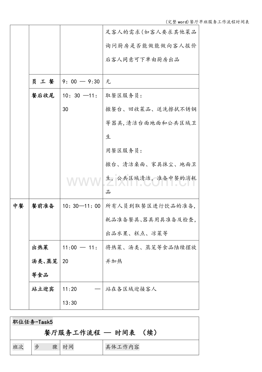 餐厅早班服务工作流程时间表.doc_第2页