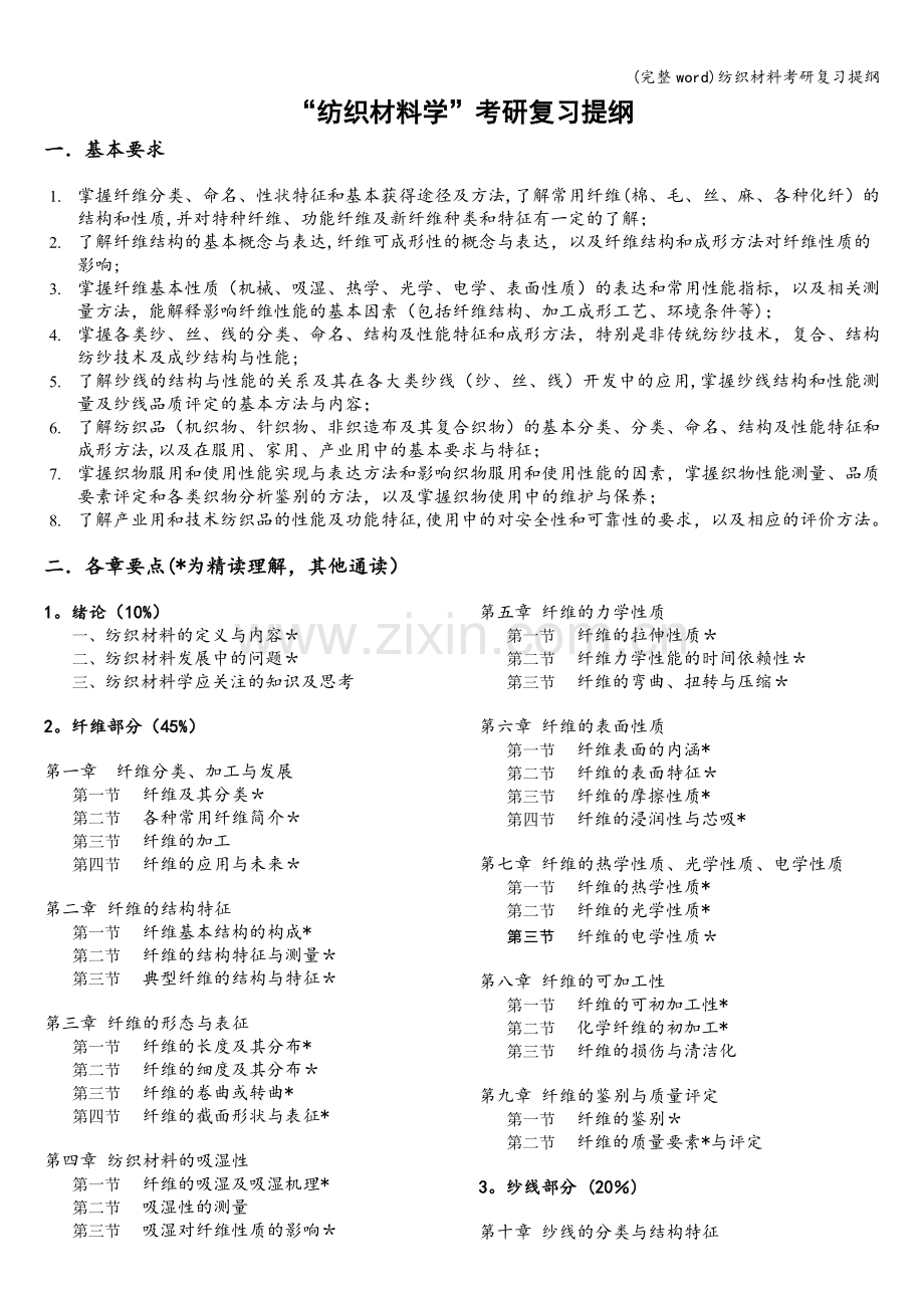 纺织材料考研复习提纲.doc_第1页