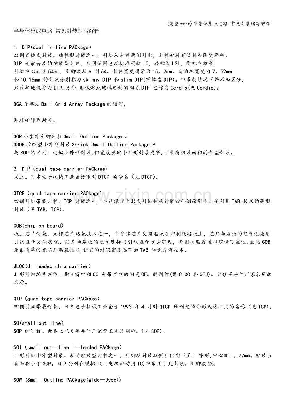 半导体集成电路-常见封装缩写解释.doc_第1页