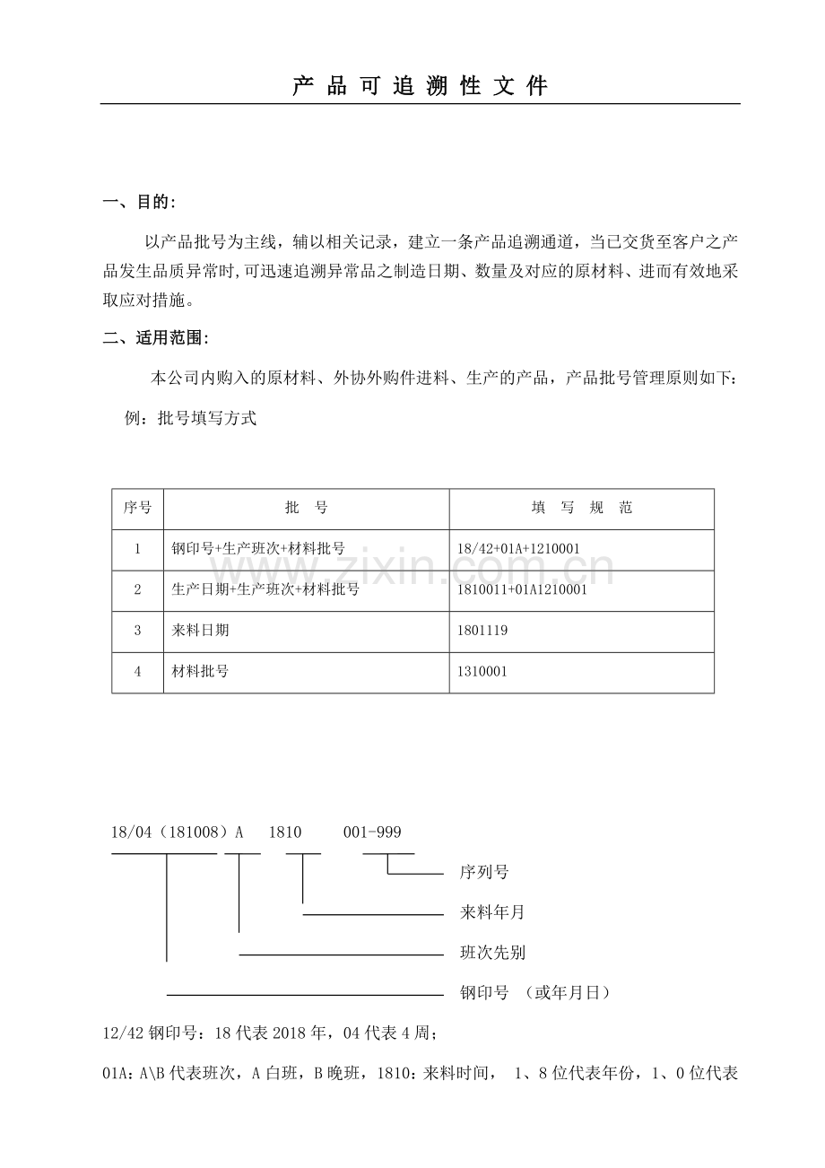 产品可追溯性管理规定.doc_第1页