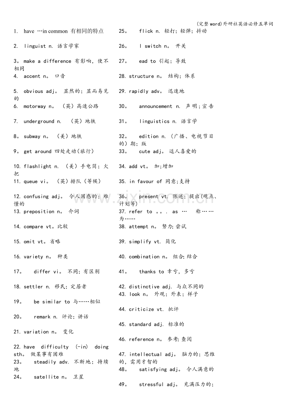 外研社英语必修五单词.doc_第1页