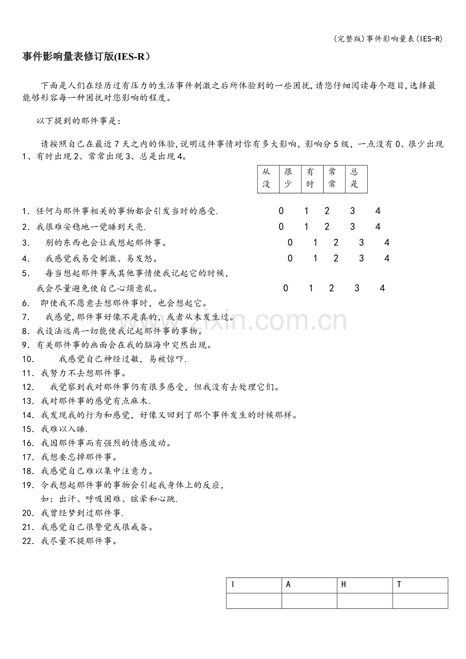 事件影响量表(IES-R).doc_第1页