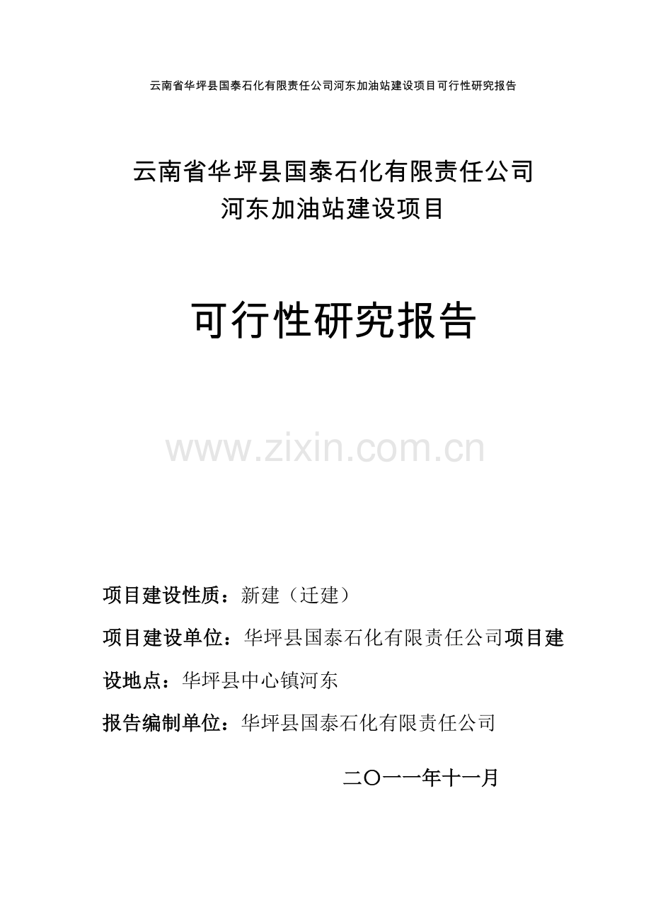河东加油站项目可行性研究报告.doc_第1页
