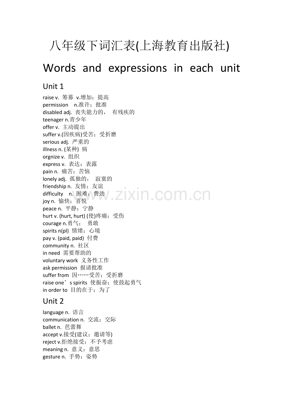 沪教版八年级下册词汇表(2).doc_第1页
