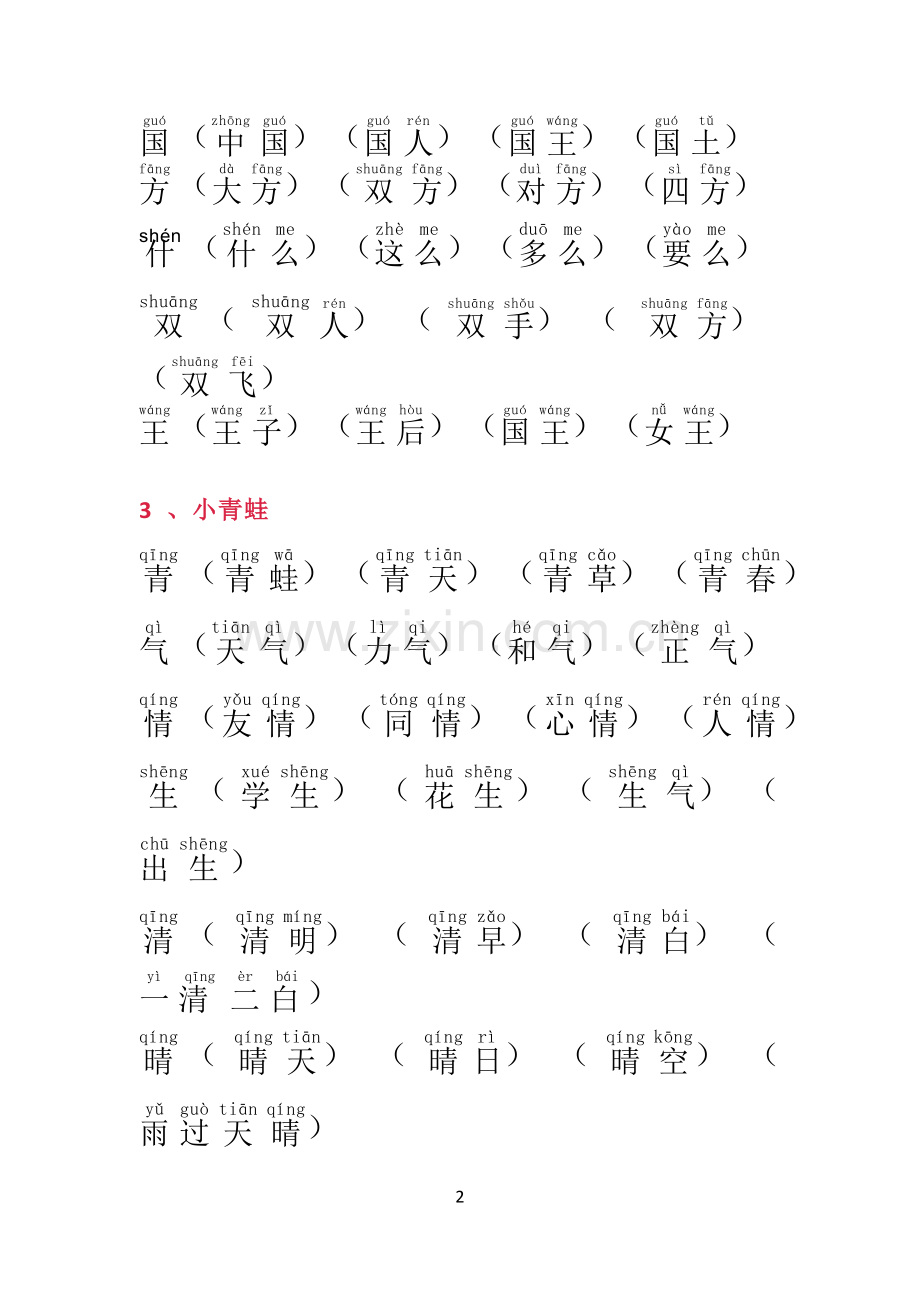 部编人教版小学语文一年级下生字词-拼音版.doc_第2页