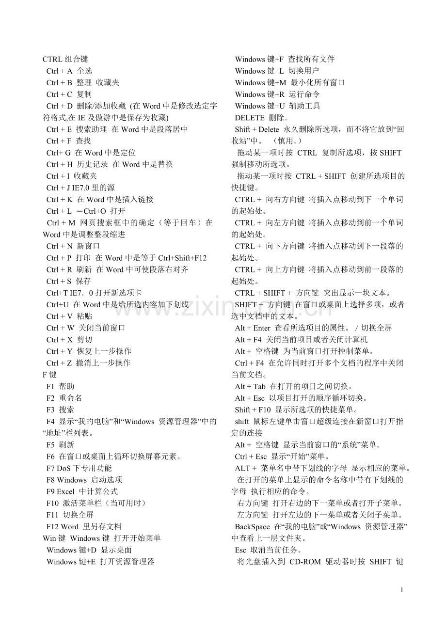 笔记本电脑键盘快捷键大全.doc_第1页