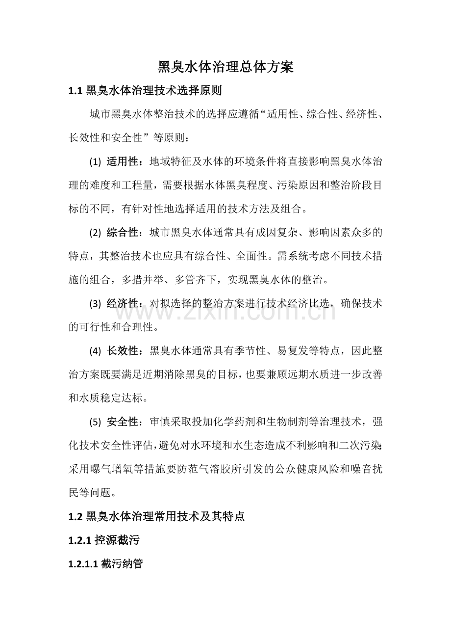 黑臭水体治理方案.doc_第1页