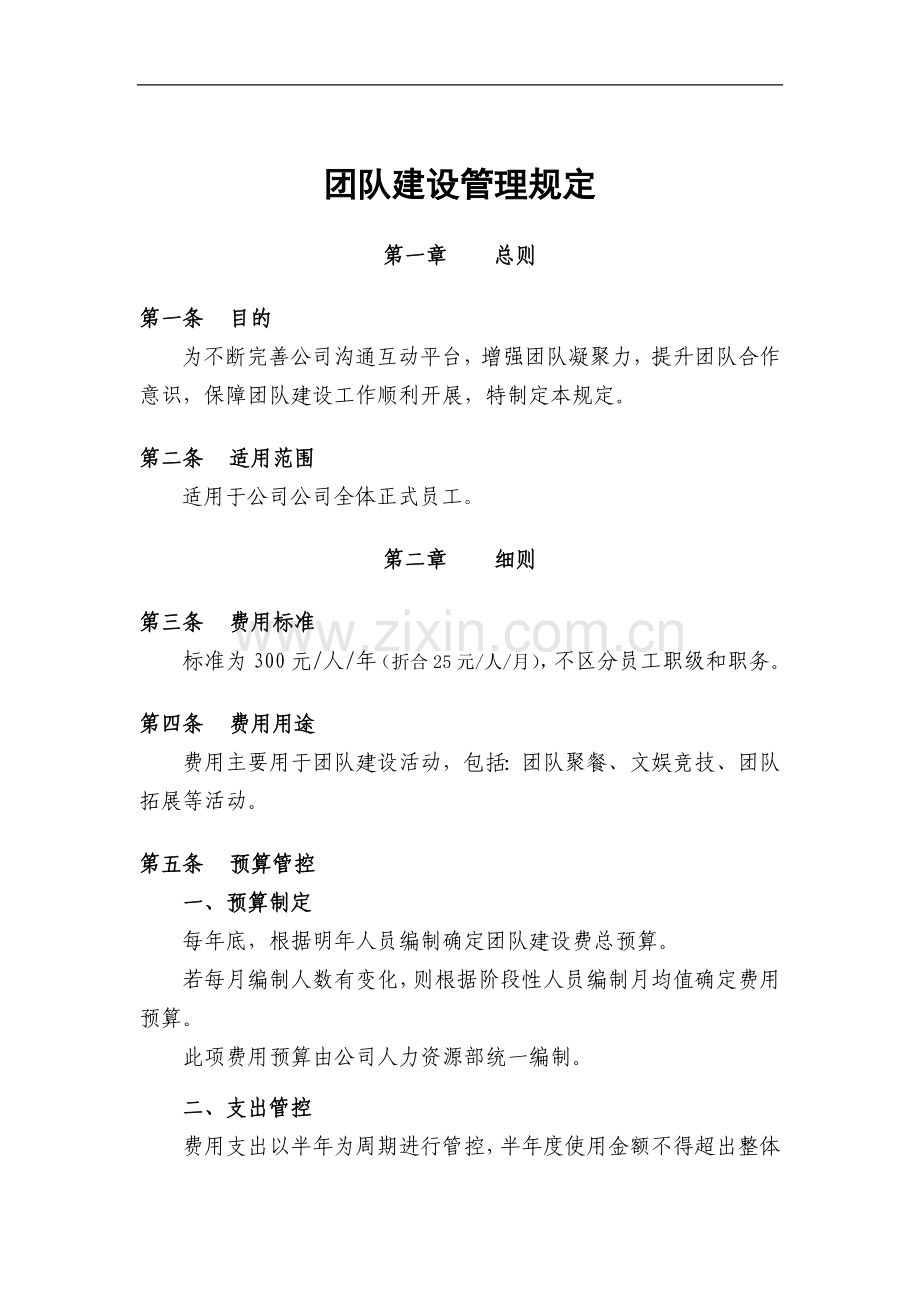 团队建设管理规定.doc_第1页