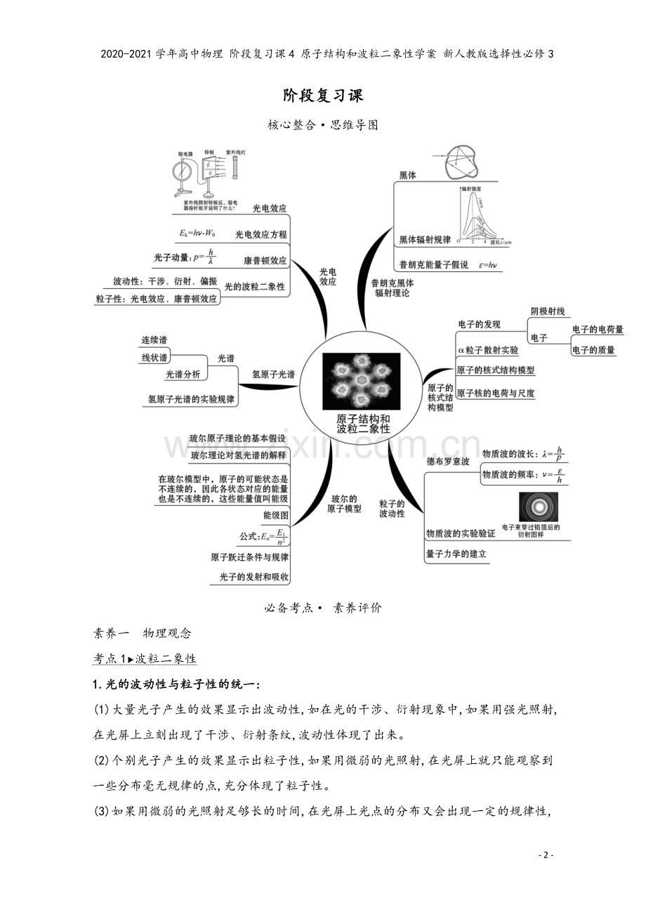 2020-2021学年高中物理-阶段复习课4-原子结构和波粒二象性学案-新人教版选择性必修3.doc_第2页