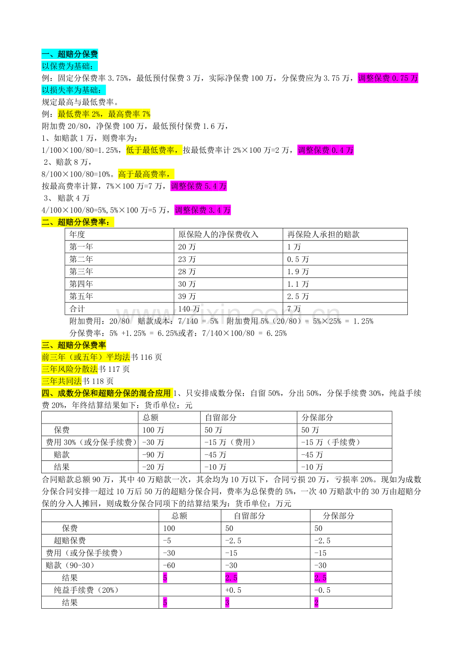 再保险计算复习整理.doc_第1页