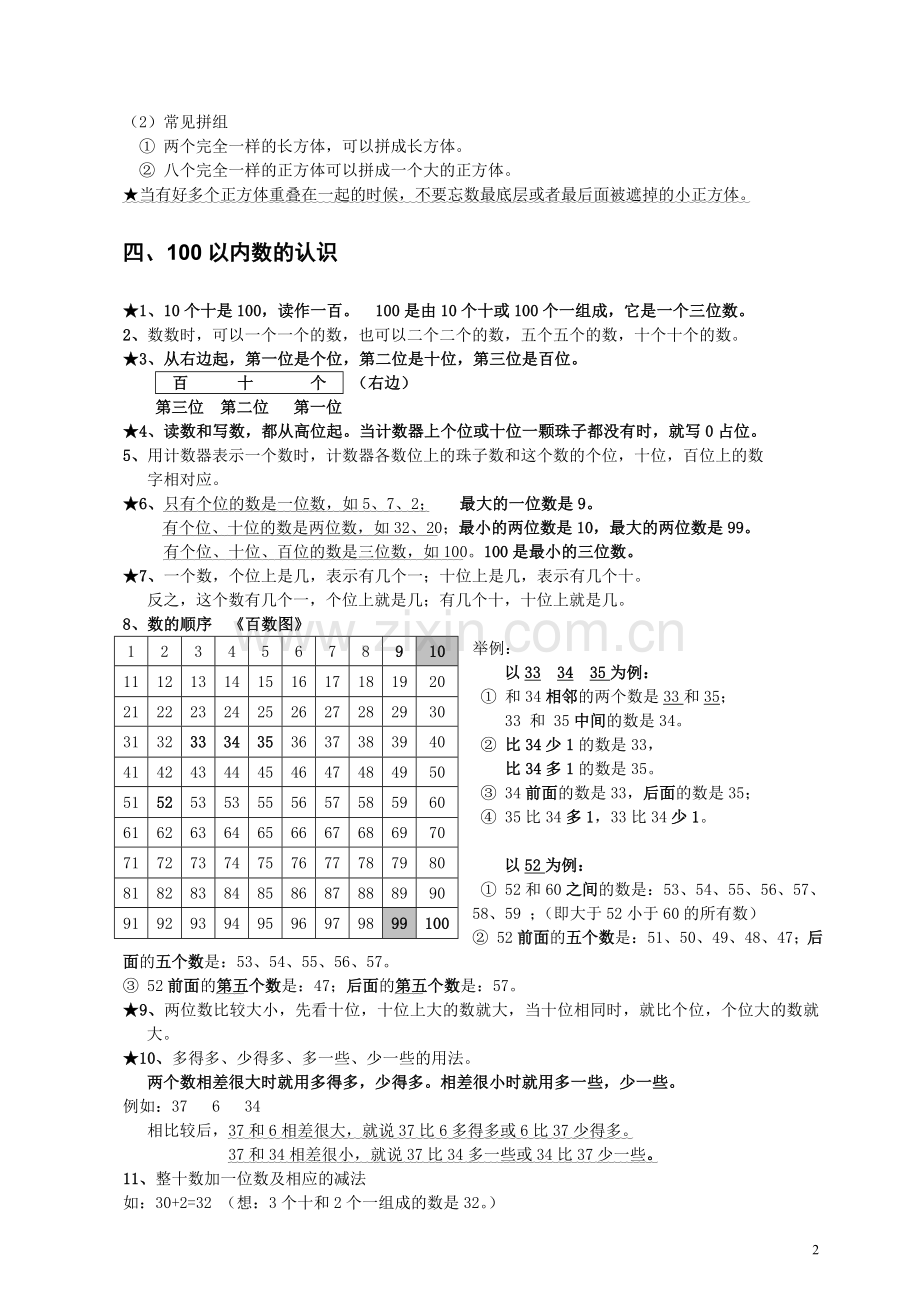 人教版小学一年级数学下册-知识点-重难点归纳总结.doc_第2页