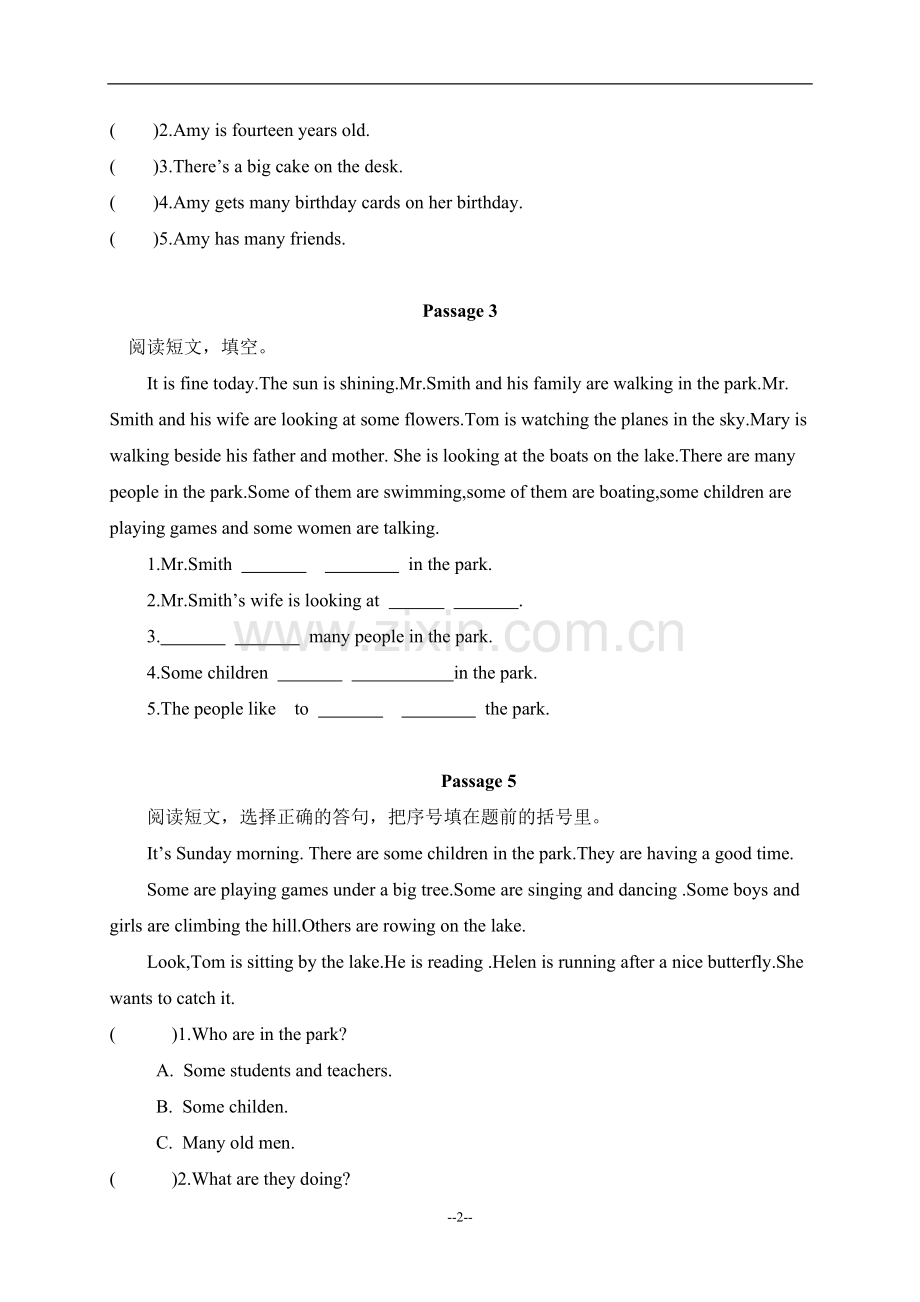 五年级英语下册阅读理解练习.doc_第2页