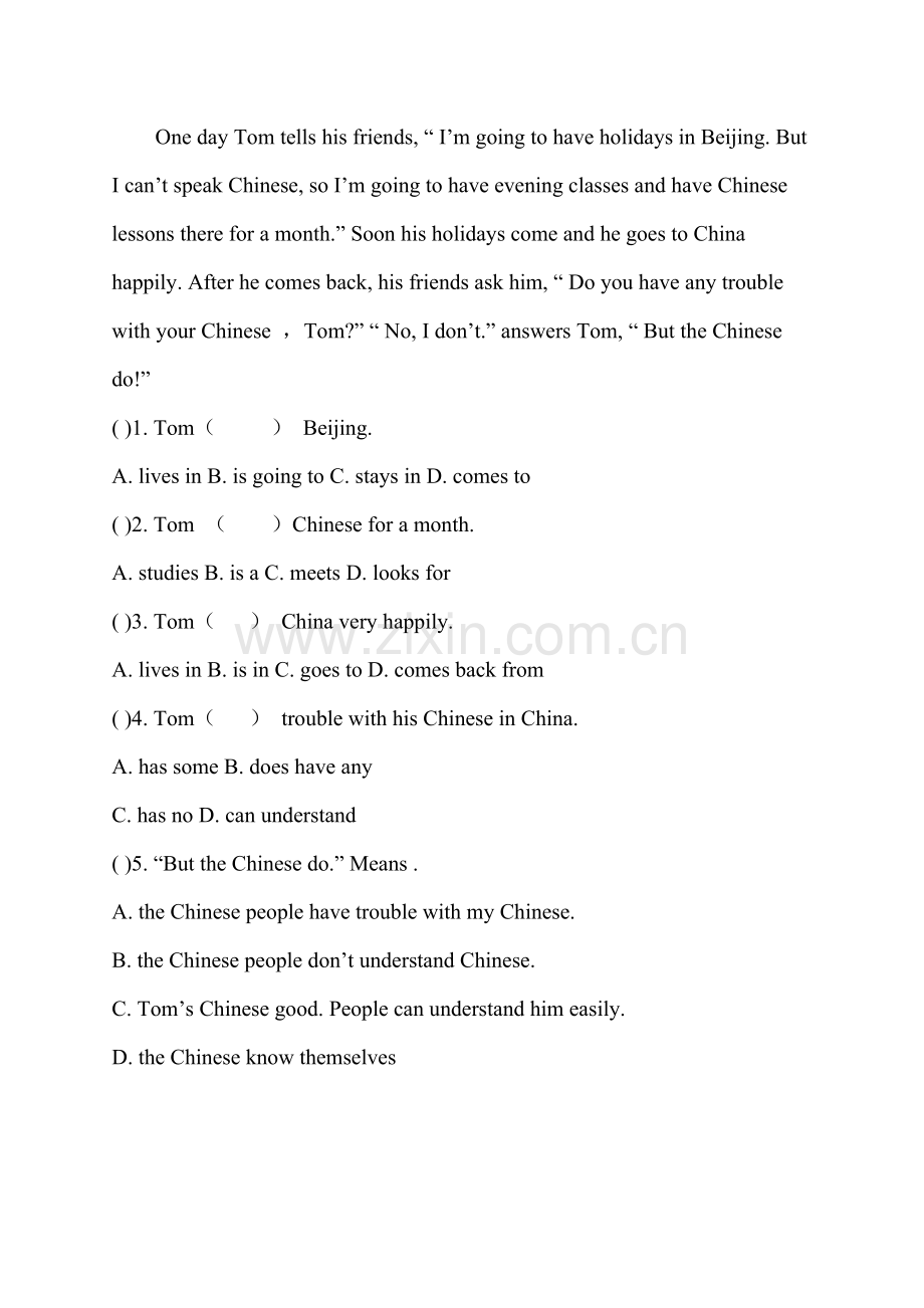 小学四年级英语课外阅读理解.doc_第1页