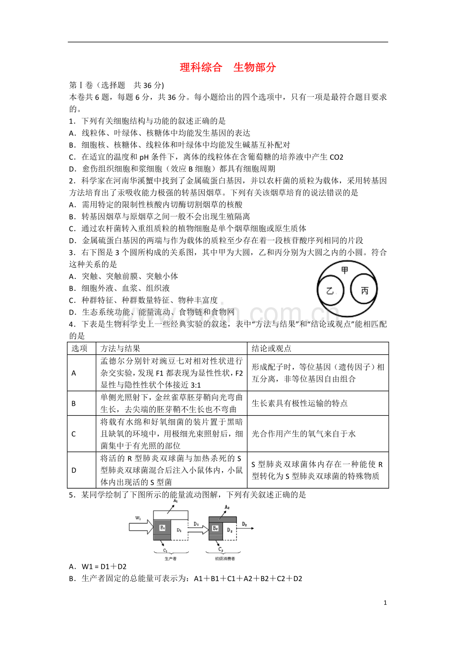 高三理综综合模拟试题.doc_第1页