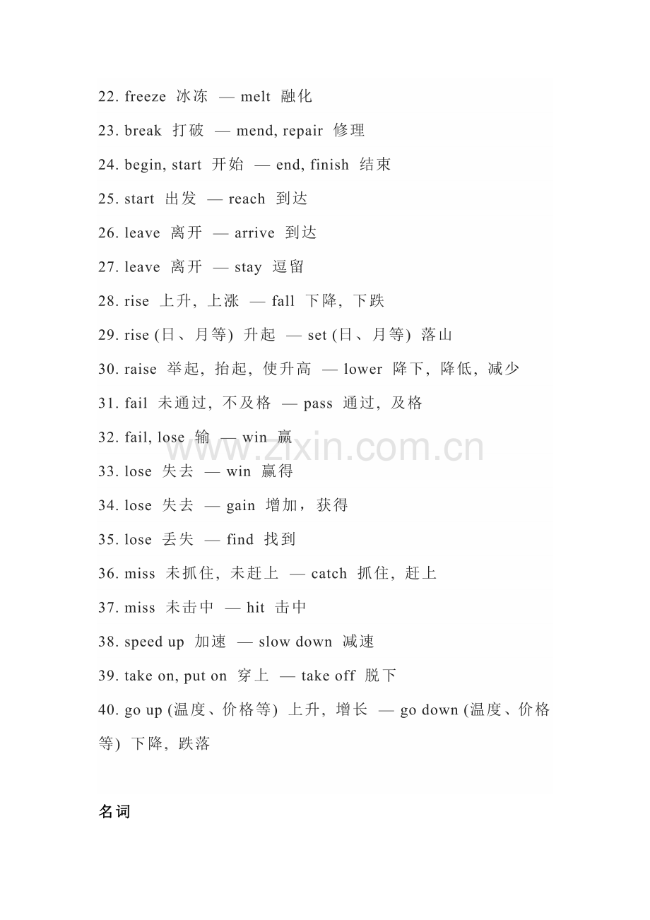 初中英语考试必备重点反义词90组.docx_第2页