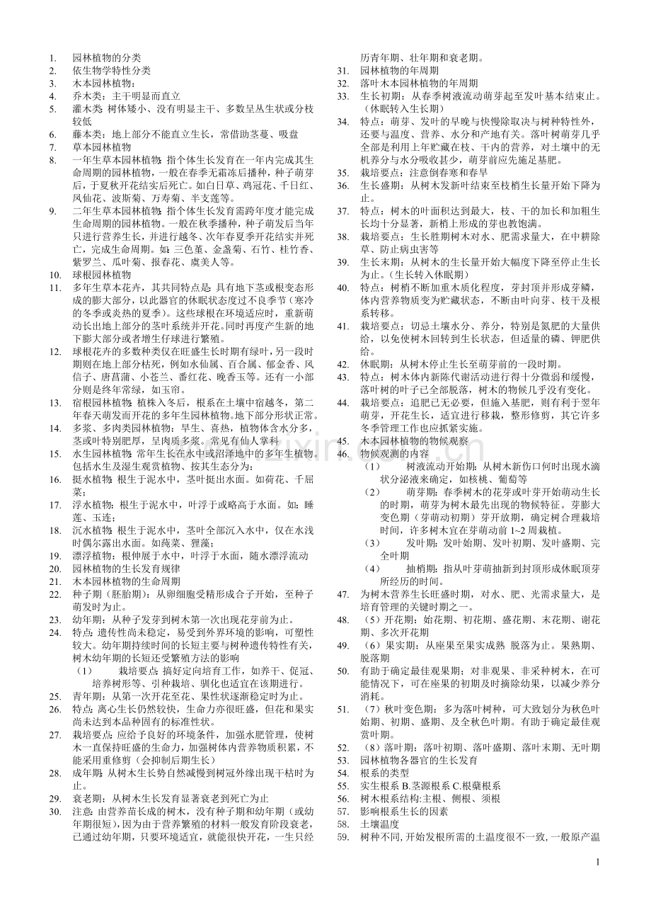 园林植物栽培养护重点.doc_第1页