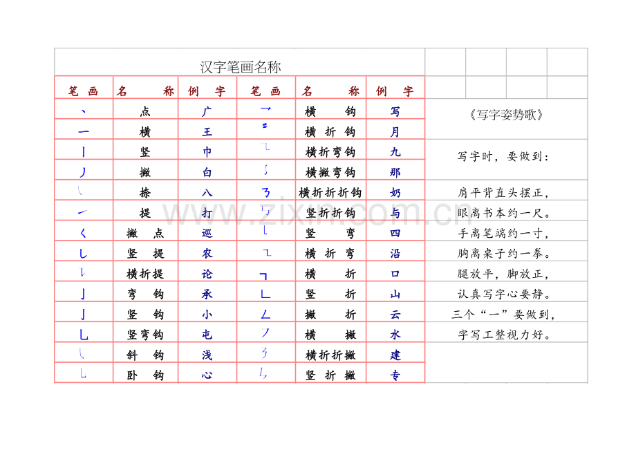 汉字笔画名称和笔顺规则表.doc_第2页