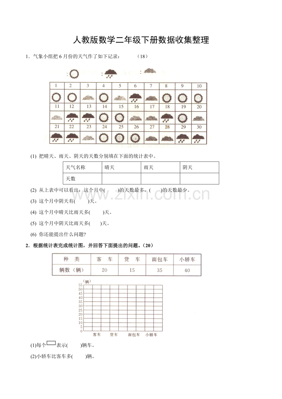 人教版小学二年级下册数学单元测试题-全套.doc_第1页