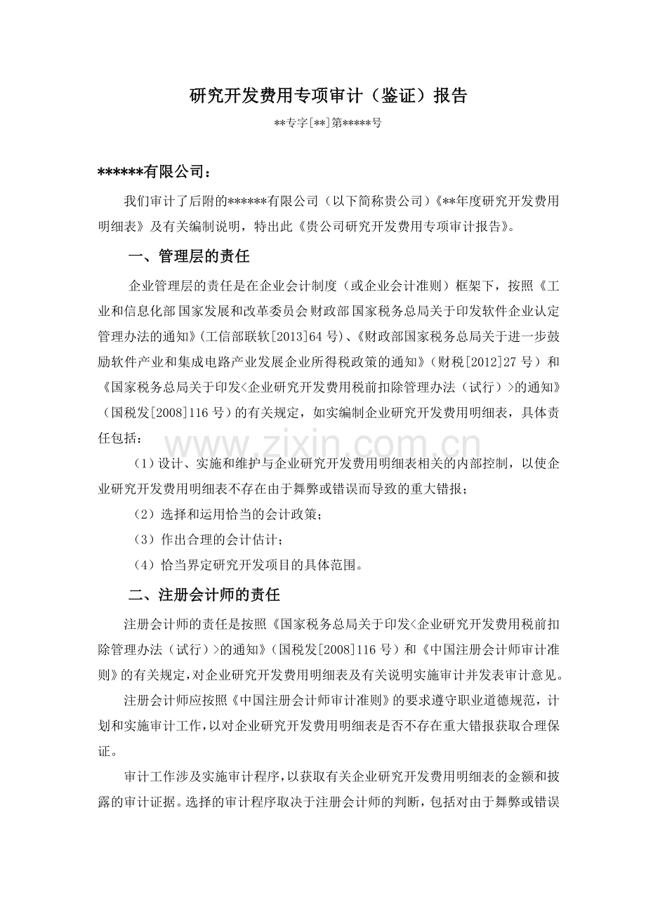 研究开发费用专项审计(鉴证)报告模板.doc_第2页