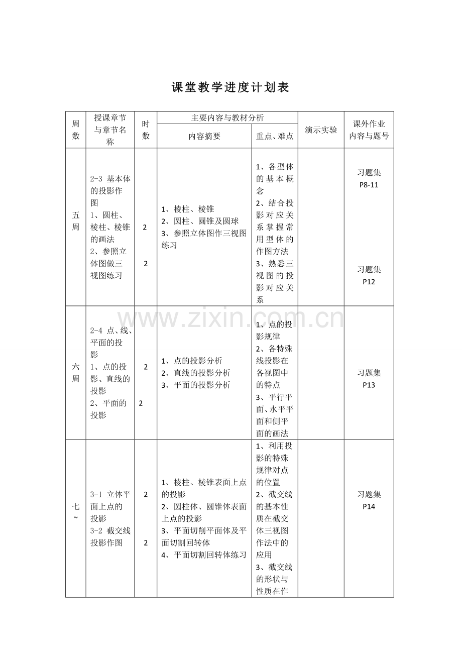 机械制图教学进度计划表.doc_第2页