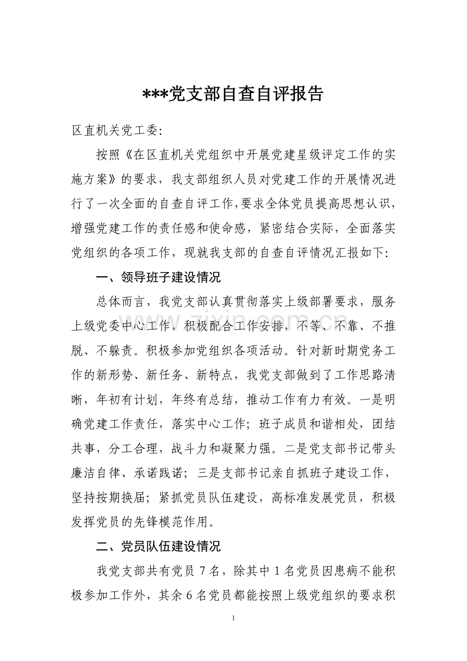 星级党支部自查自评报告.doc_第1页