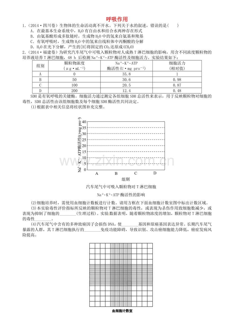 高三生物一轮复习专题呼吸作用练习.doc_第1页