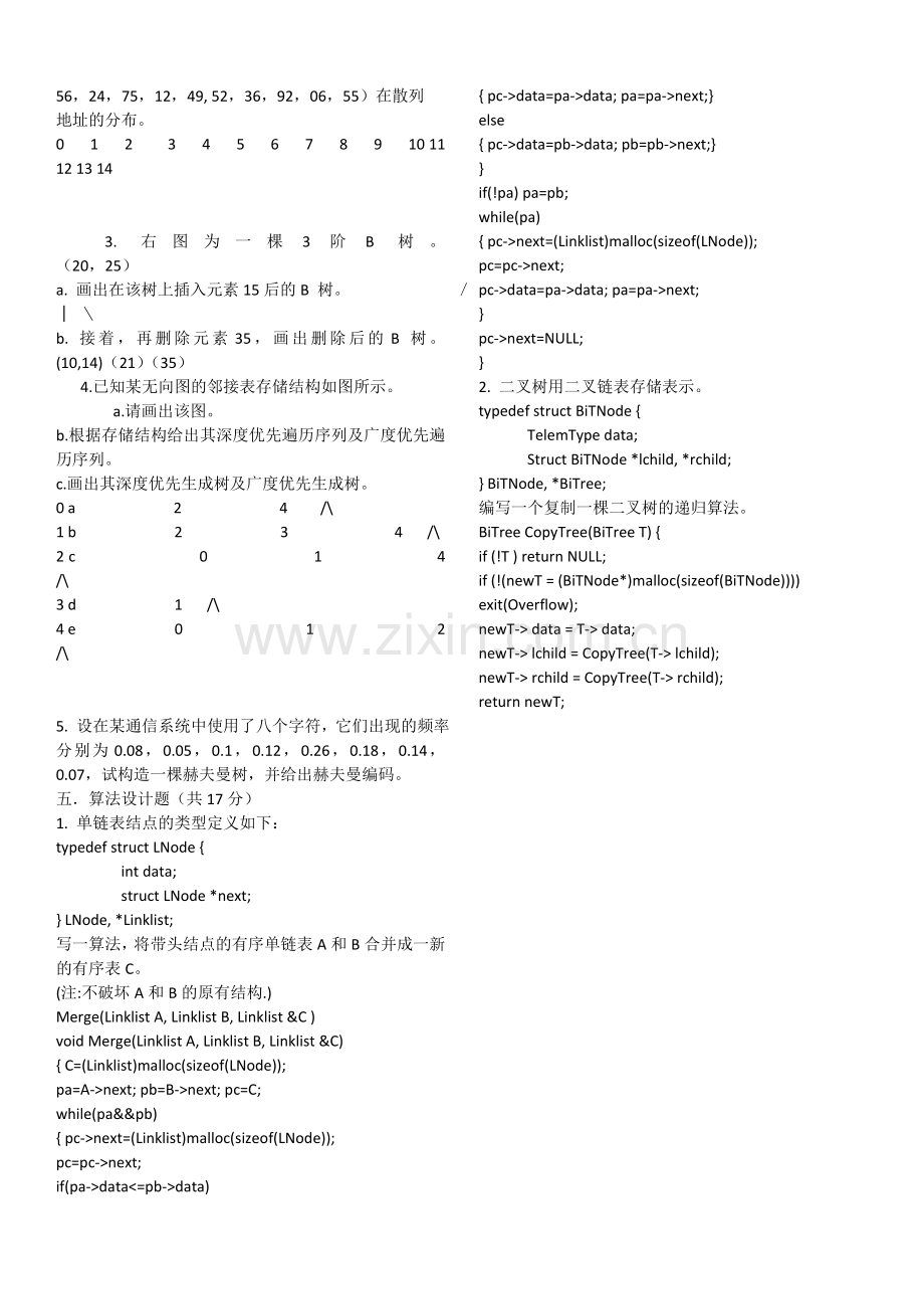 数据结构期末考试试题及答案.doc_第2页