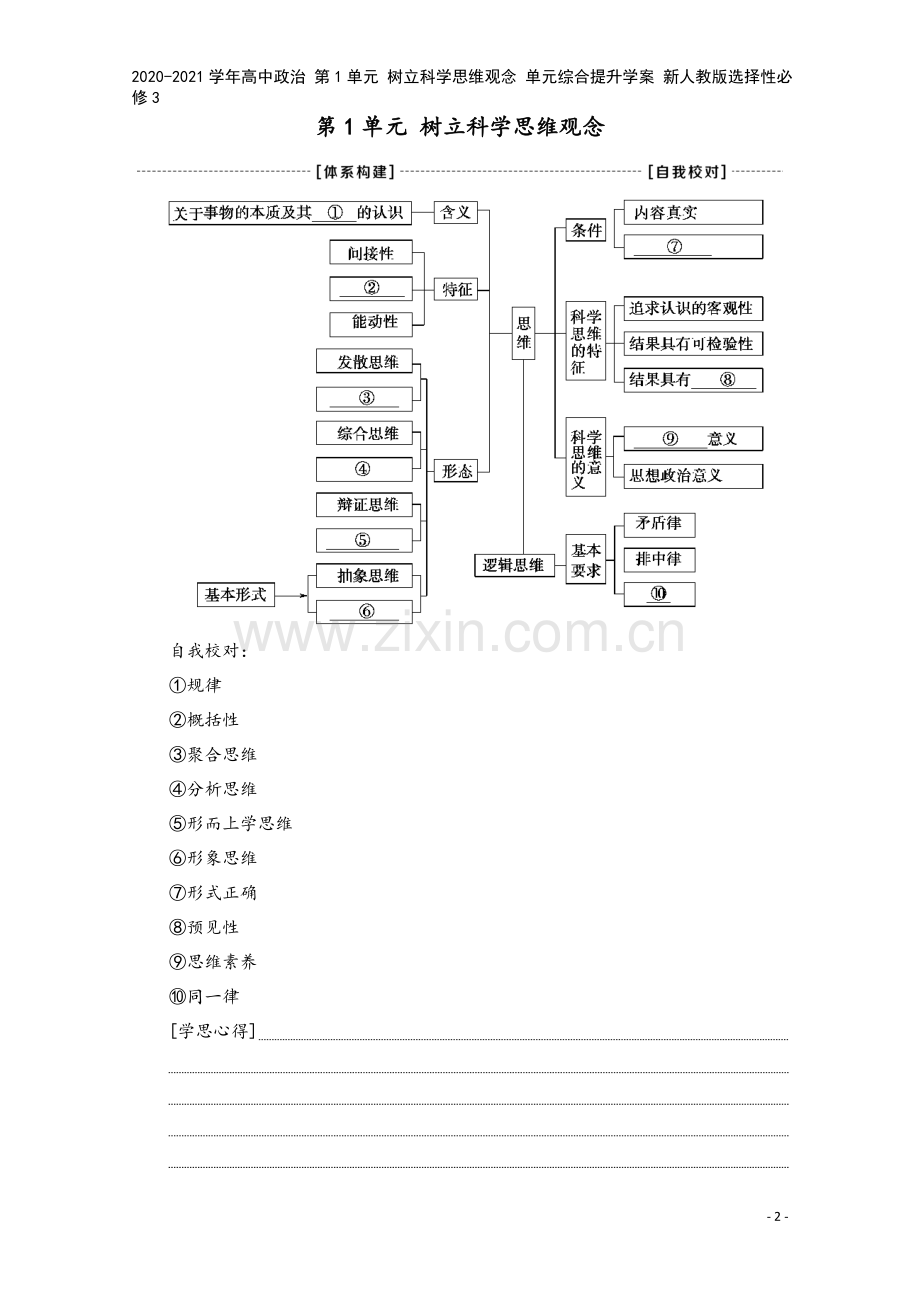 2020-2021学年高中政治-第1单元-树立科学思维观念-单元综合提升学案-新人教版选择性必修3.doc_第2页