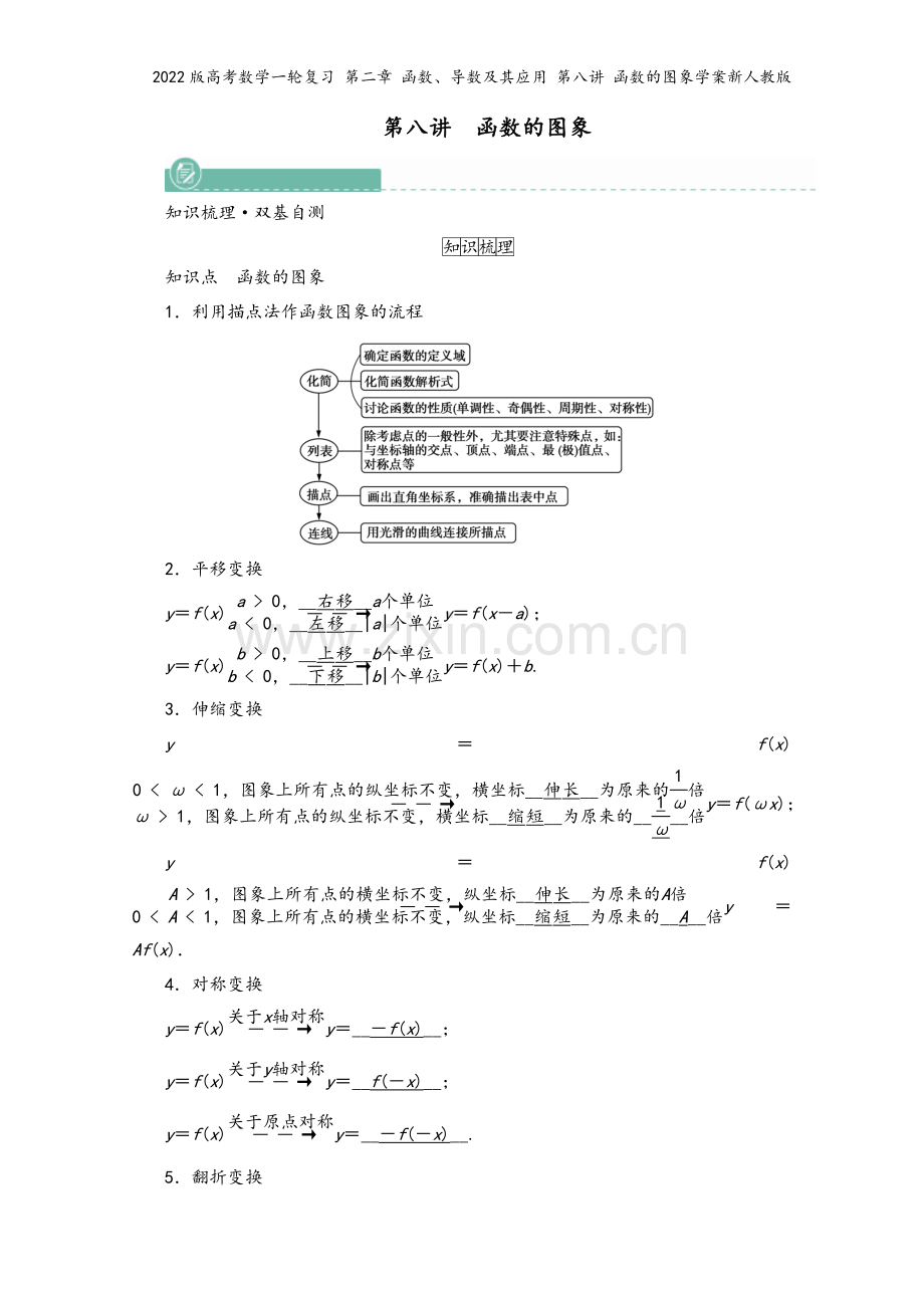 2022版高考数学一轮复习-第二章-函数、导数及其应用-第八讲-函数的图象学案新人教版.doc_第2页