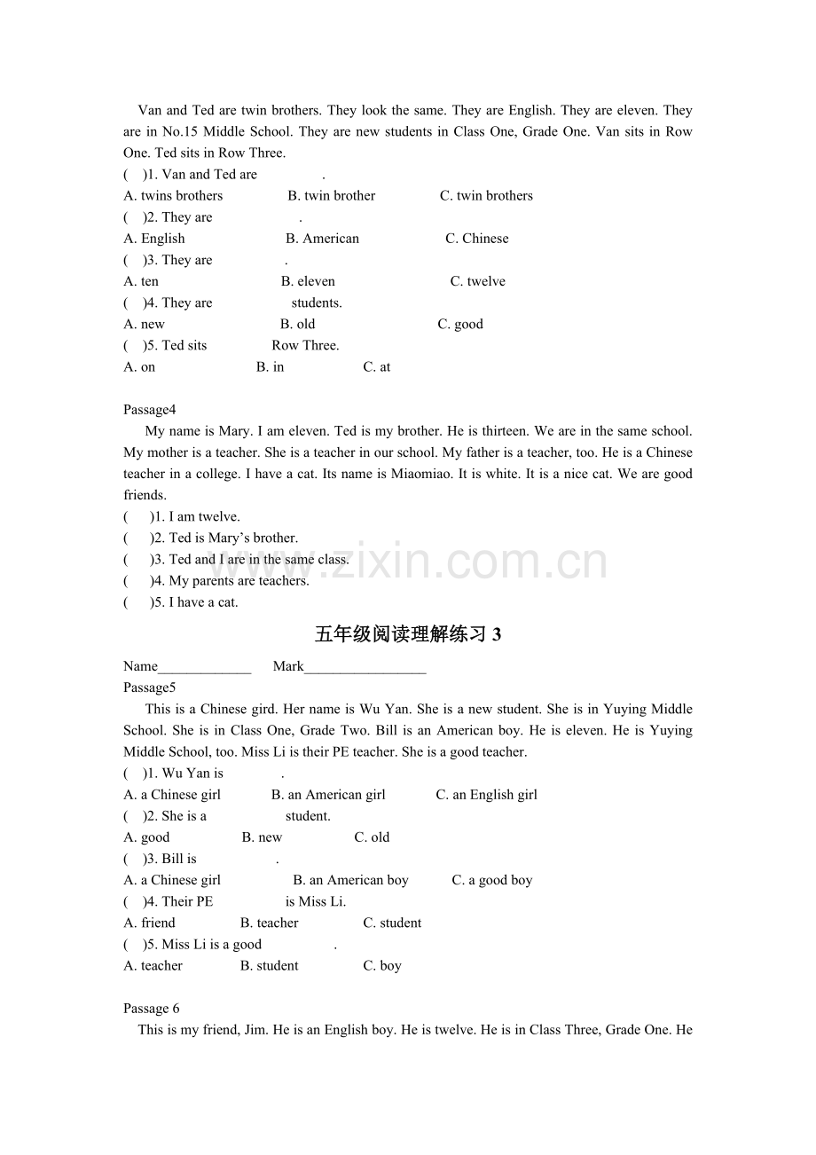 五年级英语阅读理解练习题集锦(2).doc_第2页