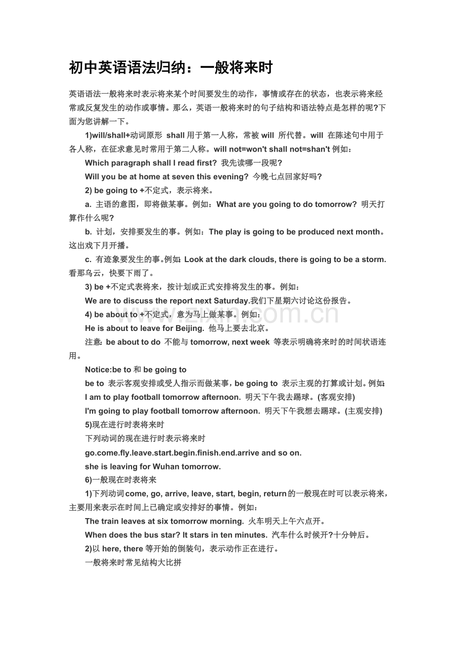 初中英语语法归纳(一般将来时).doc_第1页