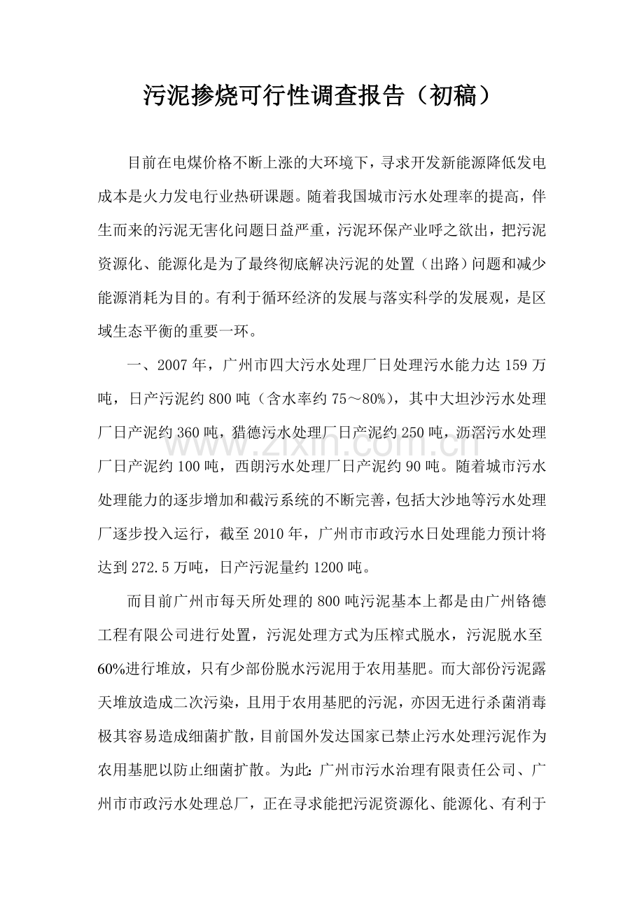 污泥掺烧可行性报告.doc_第1页