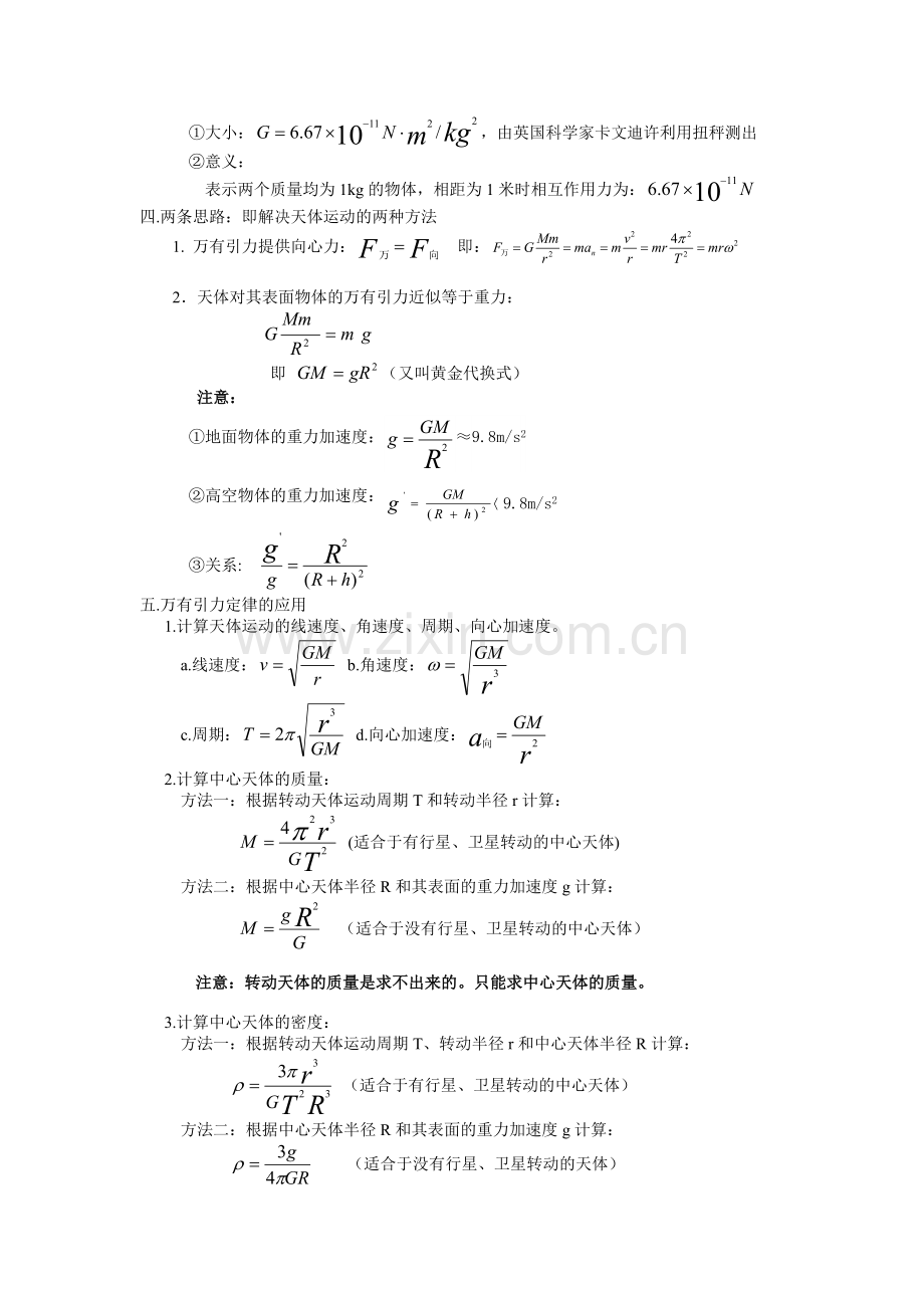万有引力与航天公式总结.doc_第2页