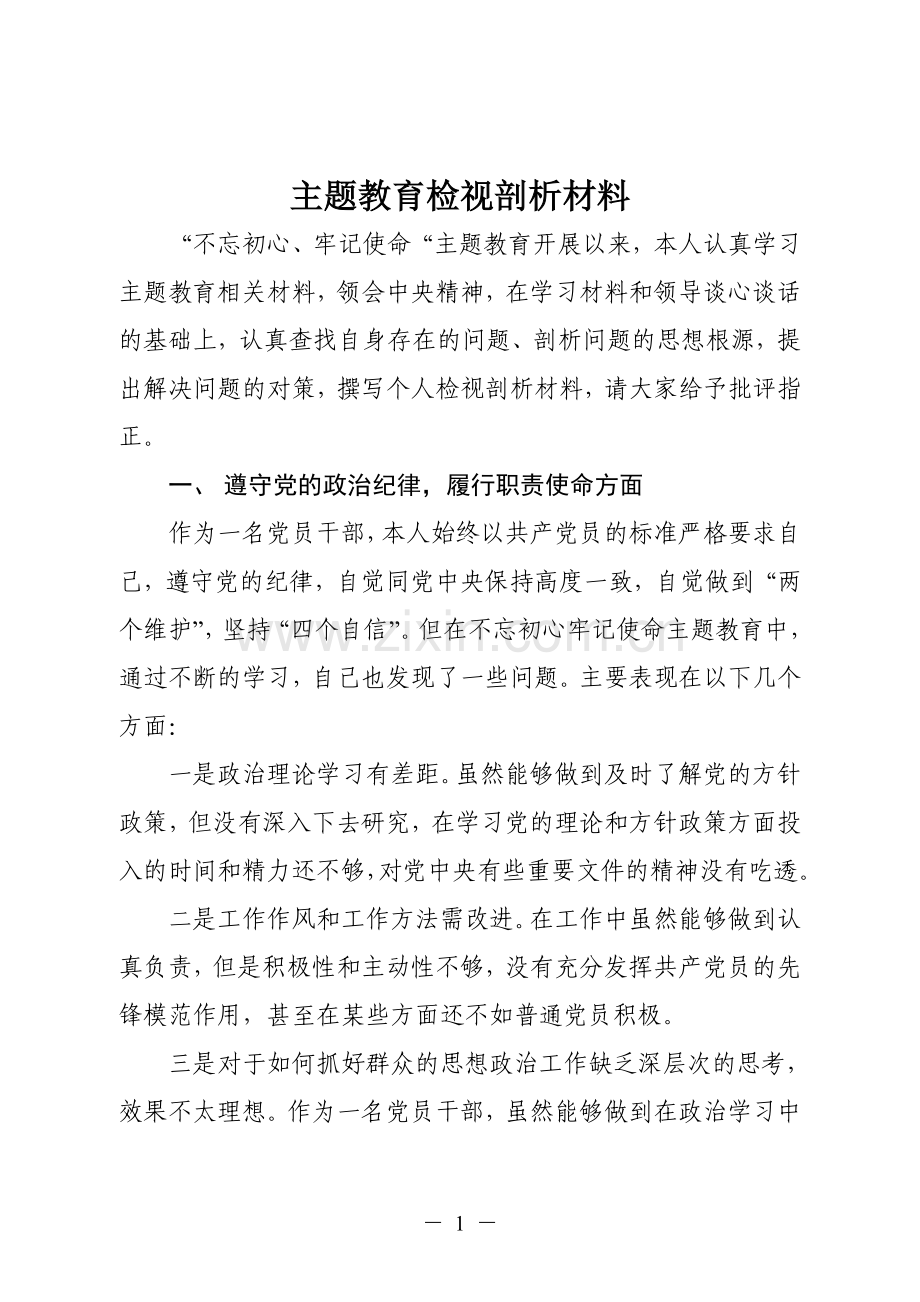 主题教育检视剖析材料.doc_第1页