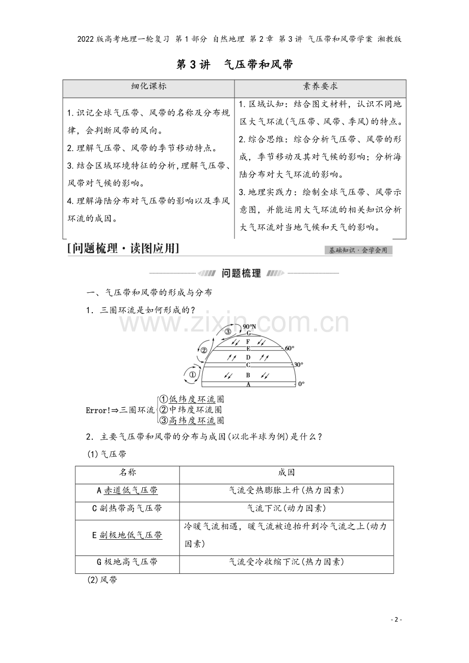 2022版高考地理一轮复习-第1部分-自然地理-第2章-第3讲-气压带和风带学案-湘教版.doc_第2页