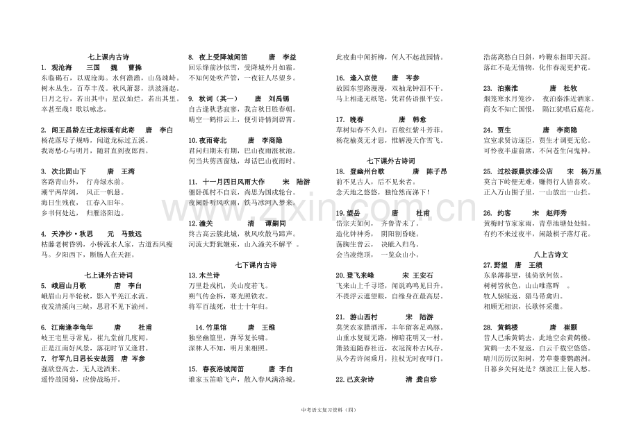 部编教材七至九年级课内外古诗.doc_第1页