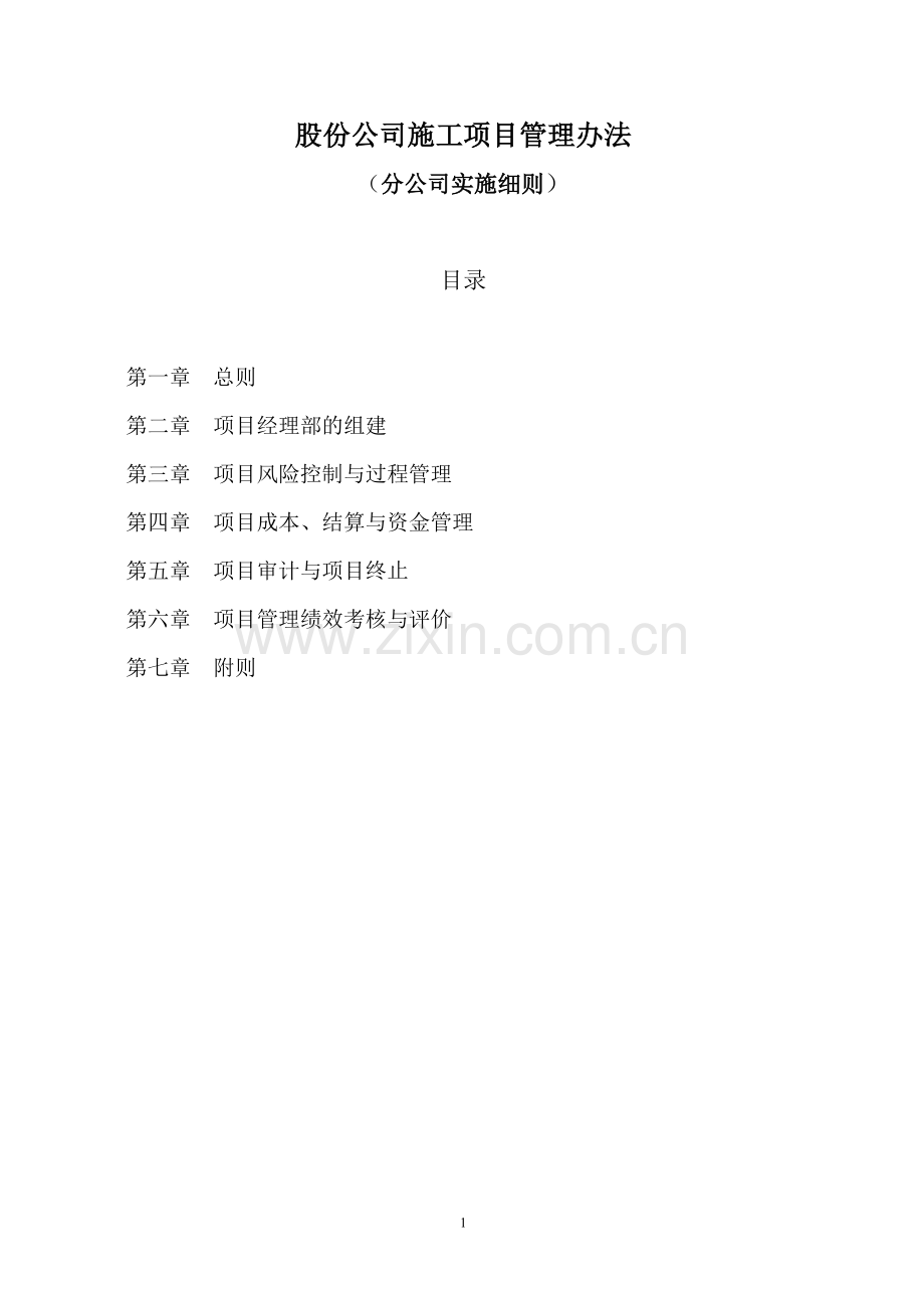 项目管理办法(分公司实施细则).doc_第1页