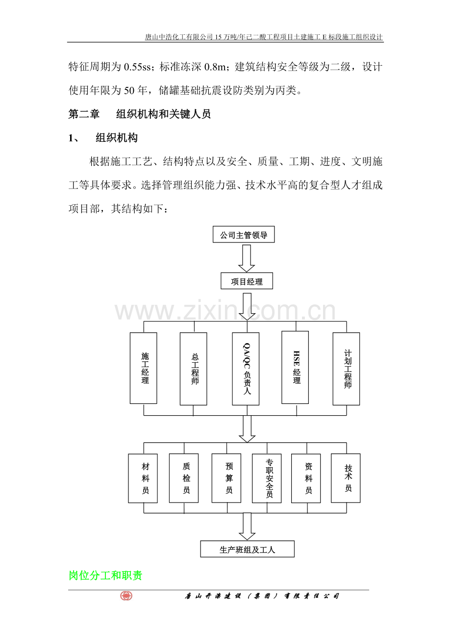 唐山中浩己二酸项目土建施工e标段施工组织设计说明.doc_第2页