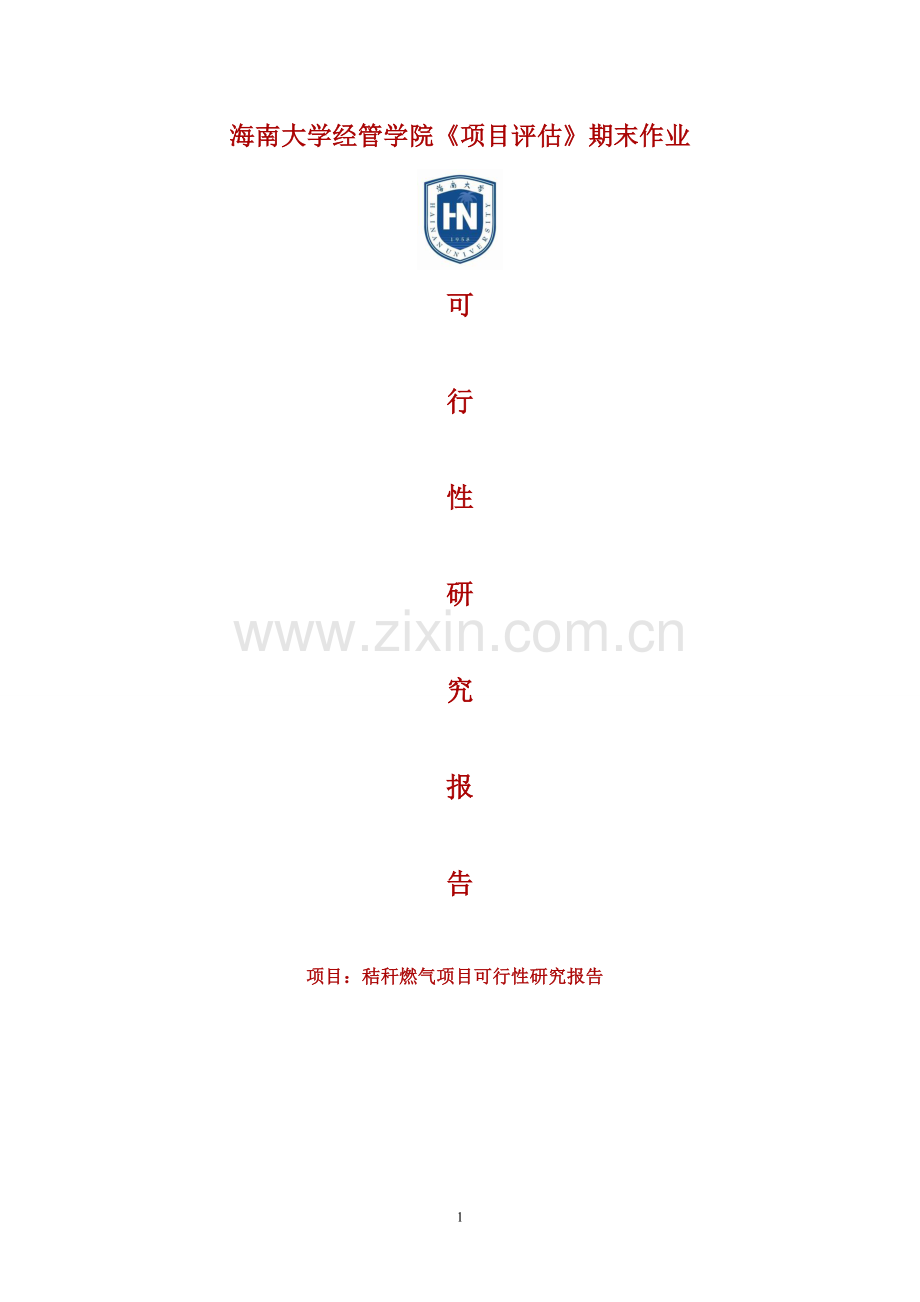 秸秆燃气项目可行性研究报告报批稿.doc_第1页