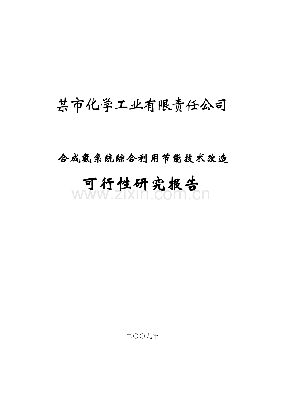 某市化学工业有限公司合成氨系统综合利用节能技术改造项目建设可行性研究报告.doc_第1页