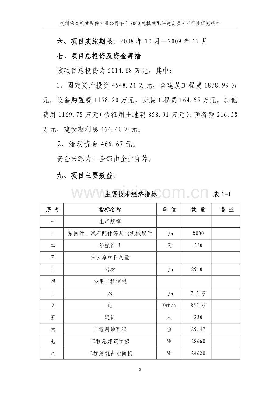 年产8000吨机械配件建设项目可行性分析报告.doc_第2页