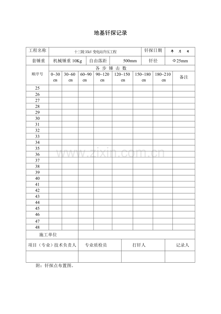 地基钎探记录表资料.doc_第2页