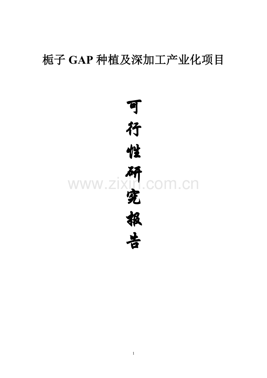 栀子gap种植及深加工产业化项目可行性研究报告.doc_第1页