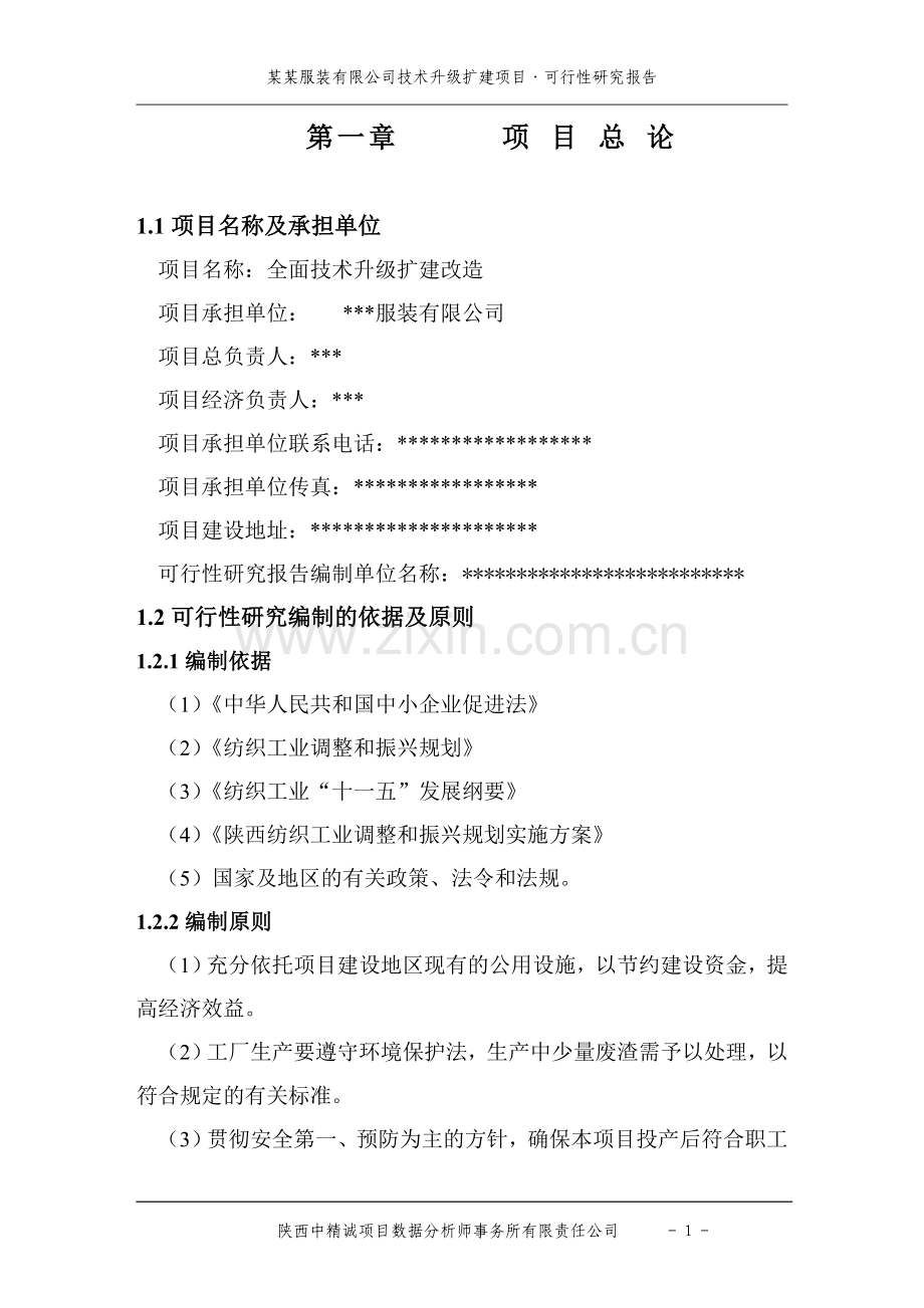 服装有限公司全面技术升级扩建可行性论证报告.doc_第1页