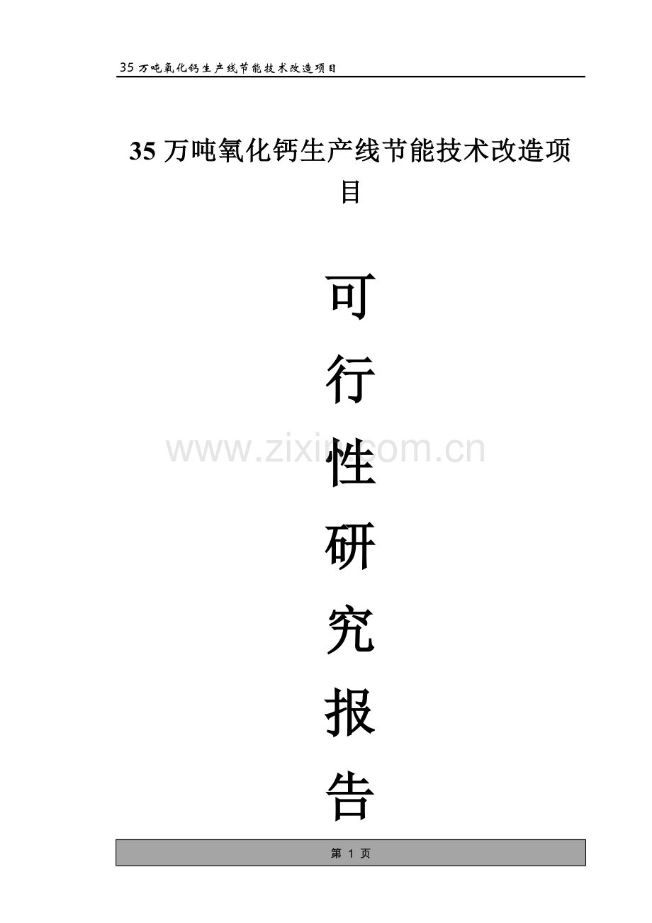 35万吨氧化钙生产线建设节能技术改造项目申请立项可行性研究报告终稿.doc_第1页