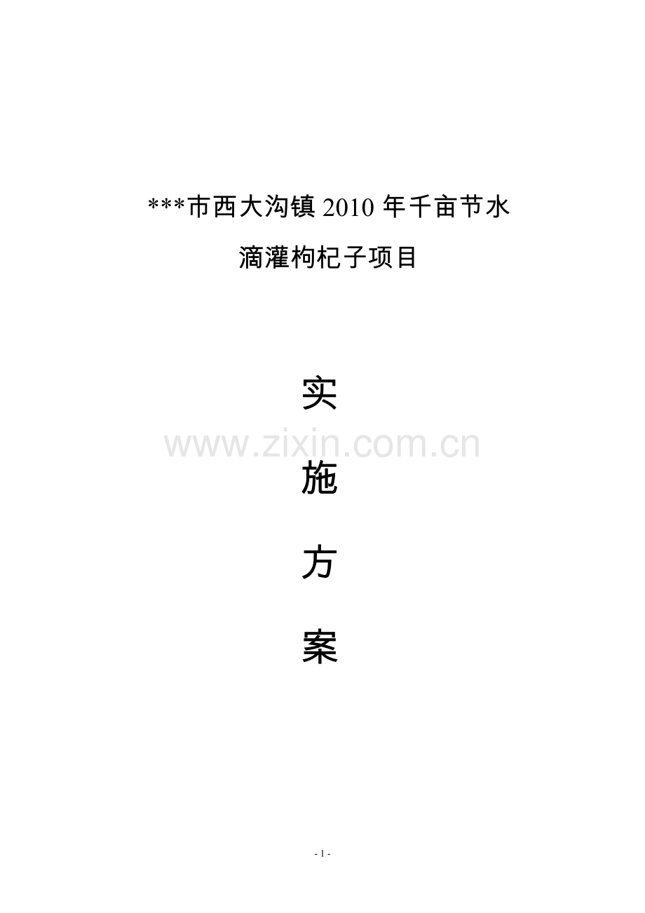 千亩节水滴灌枸杞子项目实施方案.doc_第1页