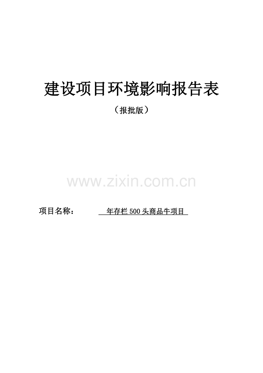 年存栏500头商品牛项目环境风险评估报告.doc_第1页