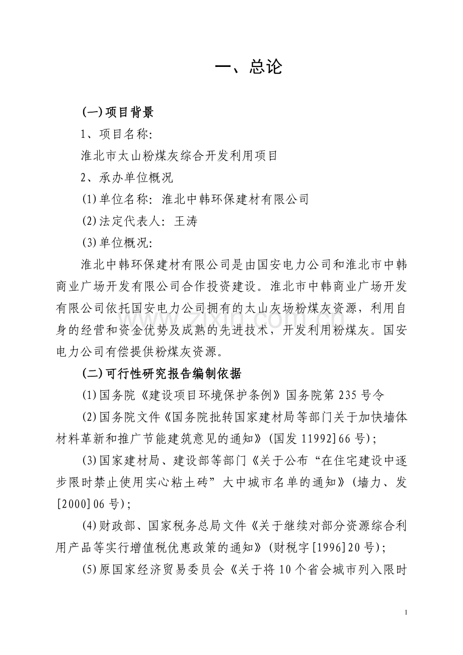太山粉煤综合开发利用项目.doc_第1页
