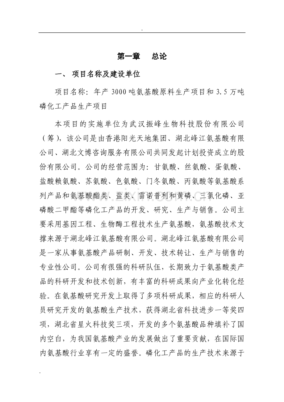 化工公司氨基酸原料及磷化工产品生产项目可行性研究报告-140页优秀甲级资质可行性研究报告.doc_第1页